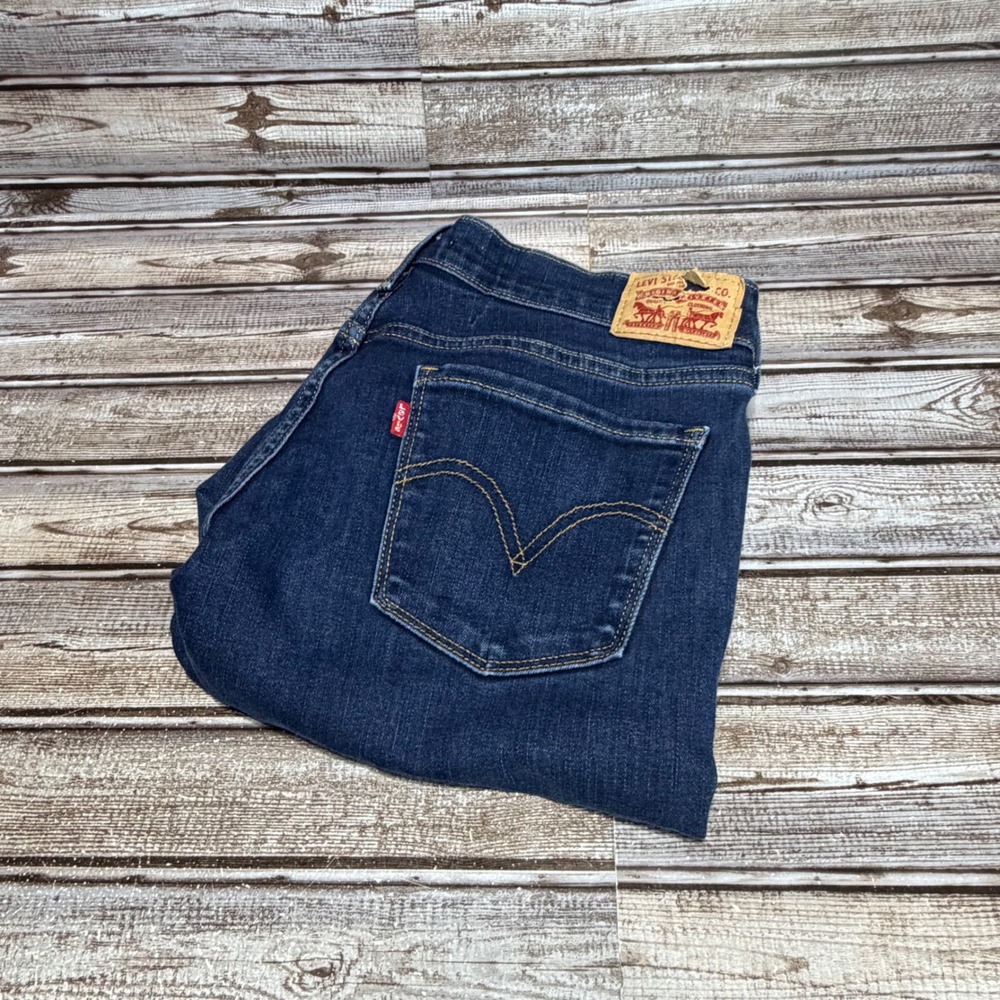 Levi's‎ 505 Straight Jeans Womens 8x31 Dark Blue Denim Stretch Long